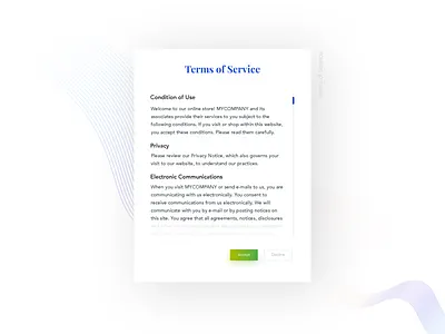 Terms of Service- Daily UI:: #089 089 accept dailyui decline mobile of policy privacy service terms ui ux