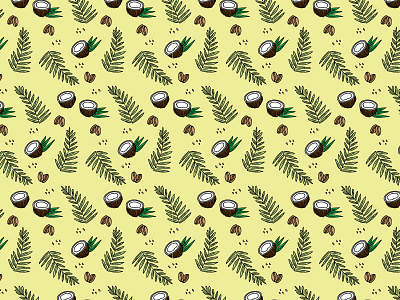 Coffee Coconut Pattern coconut coffee design floral illustration leaves packaging palm pattern skincare