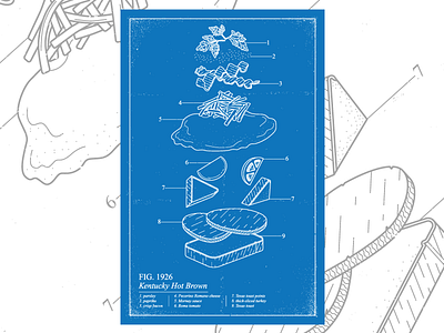 Hot Brown Blueprint blueprint food hot brown illustration kentucky southern vector