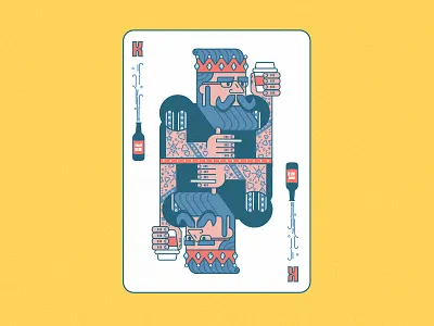 King of Hip(sters) beer card coffee illustration king man tattoo wip
