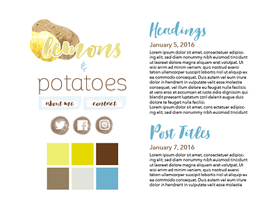 Lemons And Potatoes blog branding brown lemons potatoes tan yellow