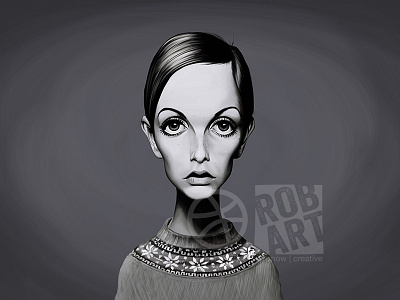 Twiggy caricature celebrity fashion illustration model portrait sixties super model twiggy vintage