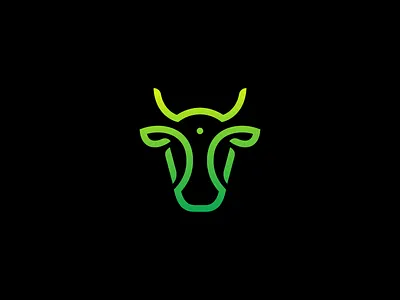 bull bull farm horn illustration leaf line logo sprout