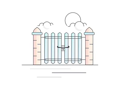 Gate close clouds empty state gate lock sky white