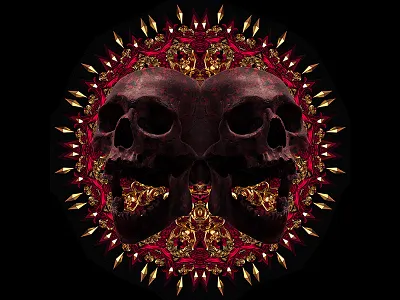 † Heritage † 3d art billelis gold icon illustration ornate skull symmetry