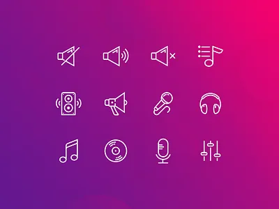 Music Icons dance disc headphones microphone music note party speaker