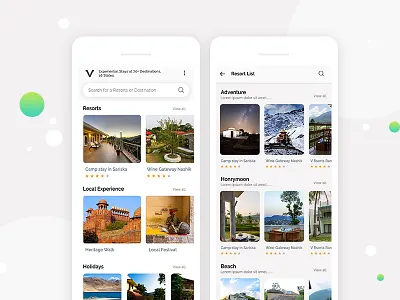 Resorts Booking UI booking design home list resort resorts room ui ux