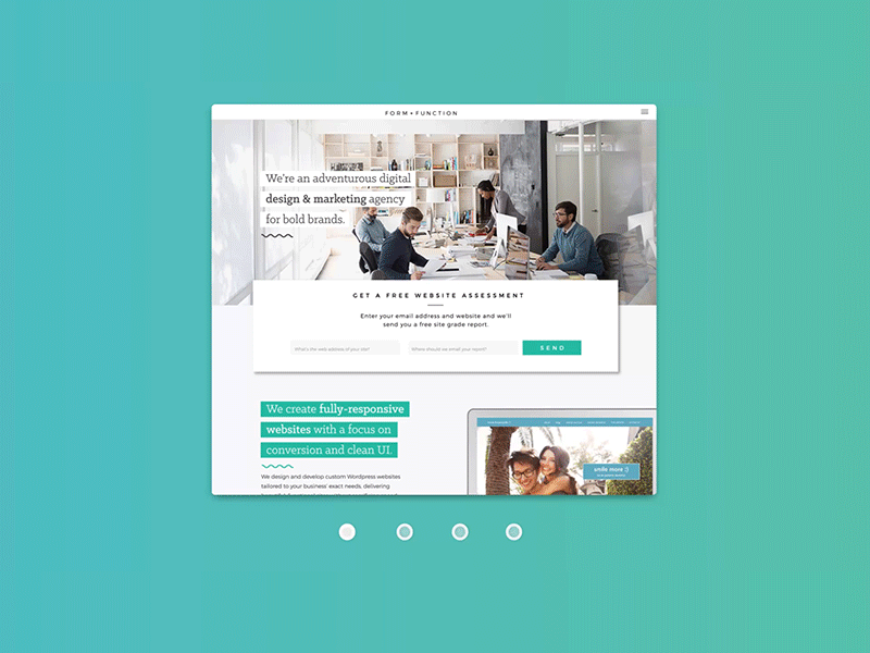 Form + Function Service Pages agency site gif ui ux web design website design