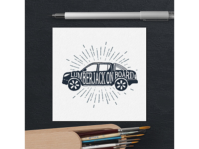 Lumberjack on board badge grunge hipster logo lumberjack typography vintage