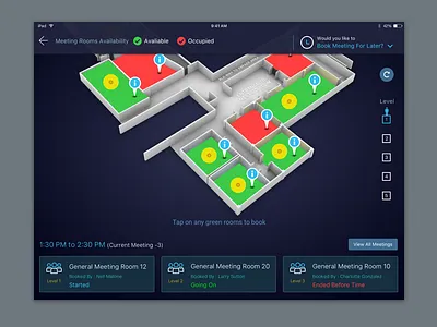 The Lounge conference room meeting schedule ui