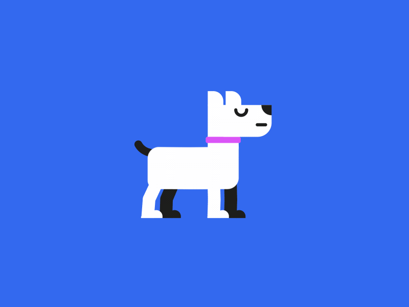 Trusted Companion bold character design dog flat jump pooch rigging simple yellow