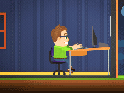 Angel crossing the monitor! angel character flat character illustration motion scene
