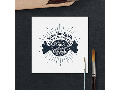 Save the Earth. It's the Only Planet with Chocolate badge chocolate food grunge hipster logo pear typography vintage