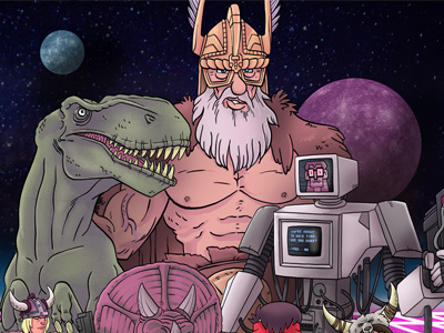 Kung Fury part 1 character design drawing illustration