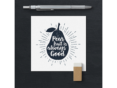 Pear fruit is always good badge food fruit grunge hipster logo pear typography vintage
