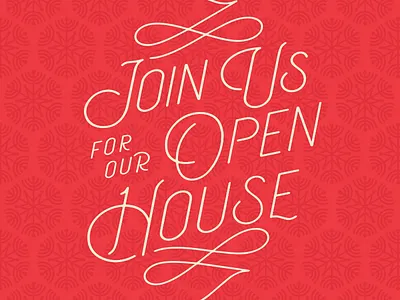 Open House cheer christmas holidays invite open house snowflake type