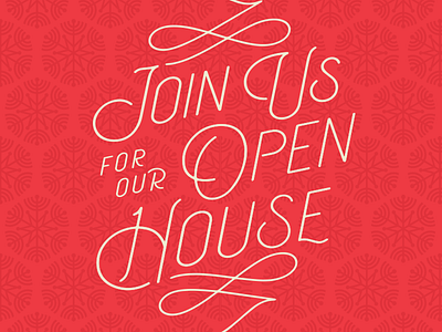 Open House cheer christmas holidays invite open house snowflake type