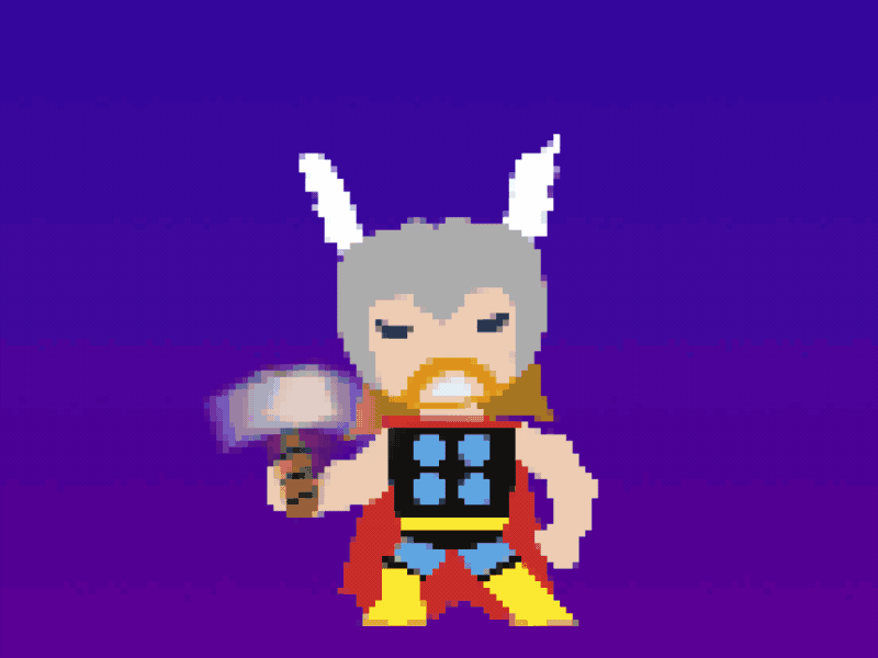 Thor! 16bit 8bit character design hammer ragnarok rigging thor vector