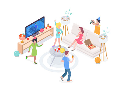 Smart Home - House Party camera desk doorbell house iso isometric security smart smart home