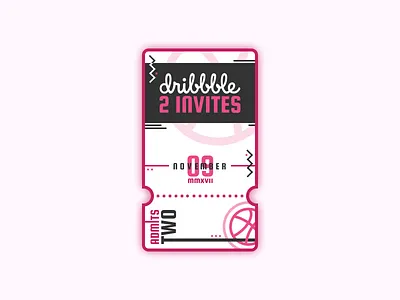 2 Invites competition dribbble giveaway illustration invitation invite ticket typography ui