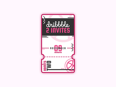 2 Invites competition dribbble giveaway illustration invitation invite ticket typography ui