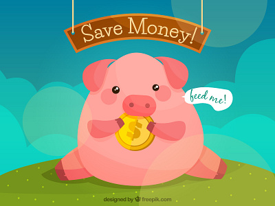 Save Money for Freepik bank coin cute freepik illustration money pig save vector