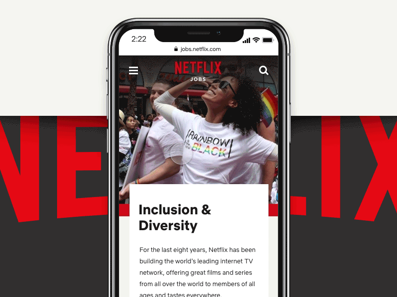 Netflix Jobs Site Redesign - Mobile Menu iphone x jobs menu navigation netflix principle prototype responsive safari transition ui ux