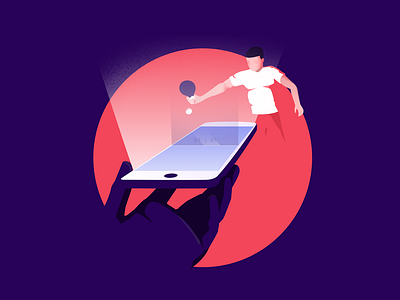 Digital ping pong app colorful contrast illustration ping pong virtual