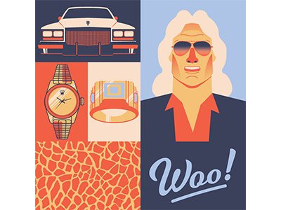 Woo! design illustration illustrator retro ric flair vector wrestling wwe