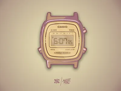 Casio Retro - Badge, Pin badge casio design graphic illustration pin retro watch