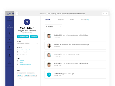 Candidate profile profile ui