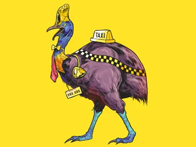 Cassowary Cab animals bay area cassowary character design design illustration illustrator san francisco sf taxi