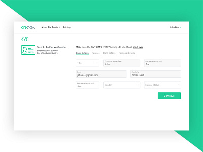 Variation of the onboarding process.