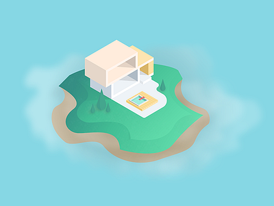 Isometric floating house house isometric