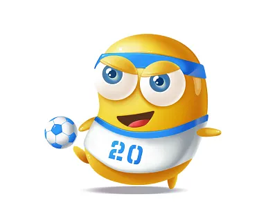football ball cartoon character chibi design dribble football game happy player smile sports