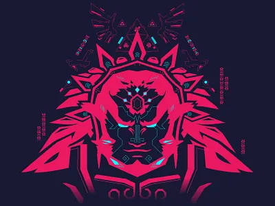 Ganondorf blue fluo ganon ganondorf hyrule link pink romain sentenac triforce vector zelda