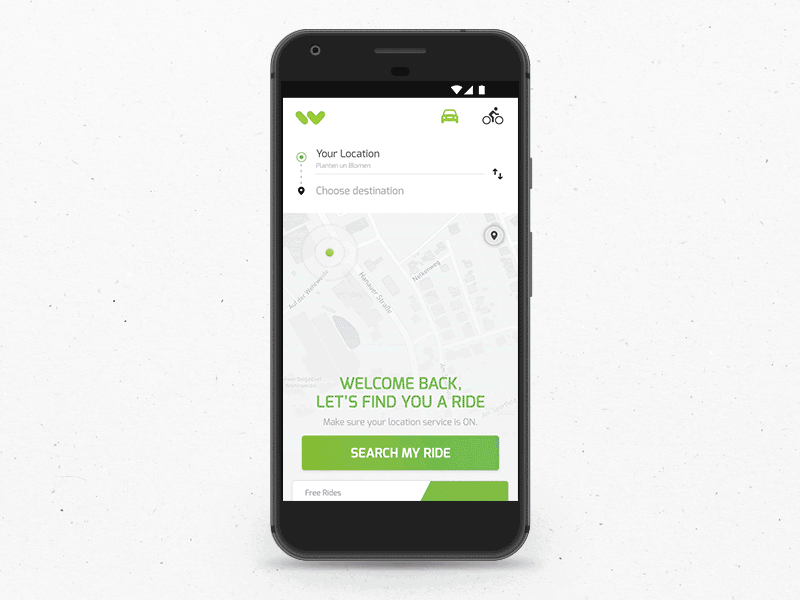 Wunder Carpooling android animation carpool gif green motion new ui ux