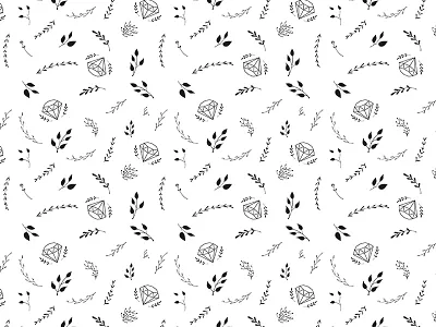 Diamonds + leaves black black and white botanic diamond illustration leaves minimal monochrome nature pattern vector