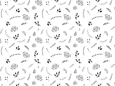 Diamonds + leaves black black and white botanic diamond illustration leaves minimal monochrome nature pattern vector