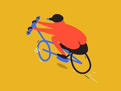 Birdy man bike bird city doodle flat illustration illustrator vector