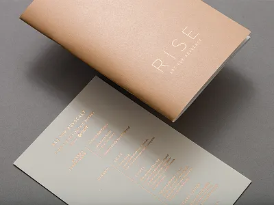 Art for Advocacy Program and Menu foil stamp gold letterpress menu program