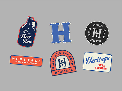 Heritage Pizza Patches badges beer branding growler h lettering lockup monogram tractorbeam type typography