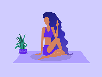 Yoga girl III character colorful friday girl illustration plant purple yoga