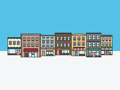 Small Businesses & Shops buildings illustration linear shops