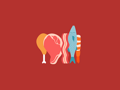 Meat & Fish app badge design digital fish graphic icon illustration meat