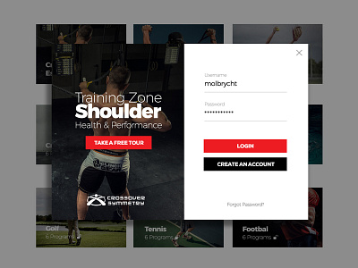 Crossover Symmetry fitness gym health ui website design workout