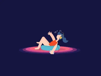 Enjoy the music art girl illustration music swim vector