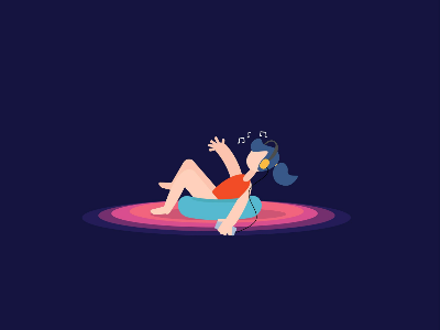 Enjoy the music art girl illustration music swim vector