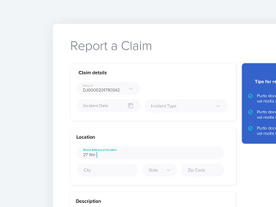 Insurance Form dropdown form form field ui ux