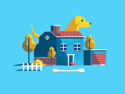 Dog House bricks chimney details dog flat illustration more new texture trees vector vectorillustration